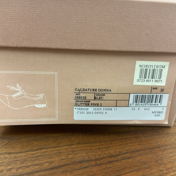 miu miu sparkly denim oxford shoes with rhinestones heals - Picture 4 of 6